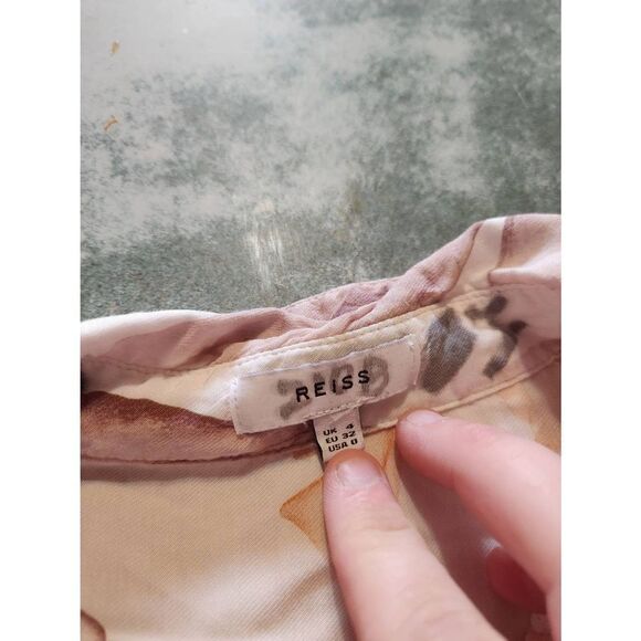 REISS LEETA-LEAF PRINT BLOUSE sz 0 - Picture 4 of 5